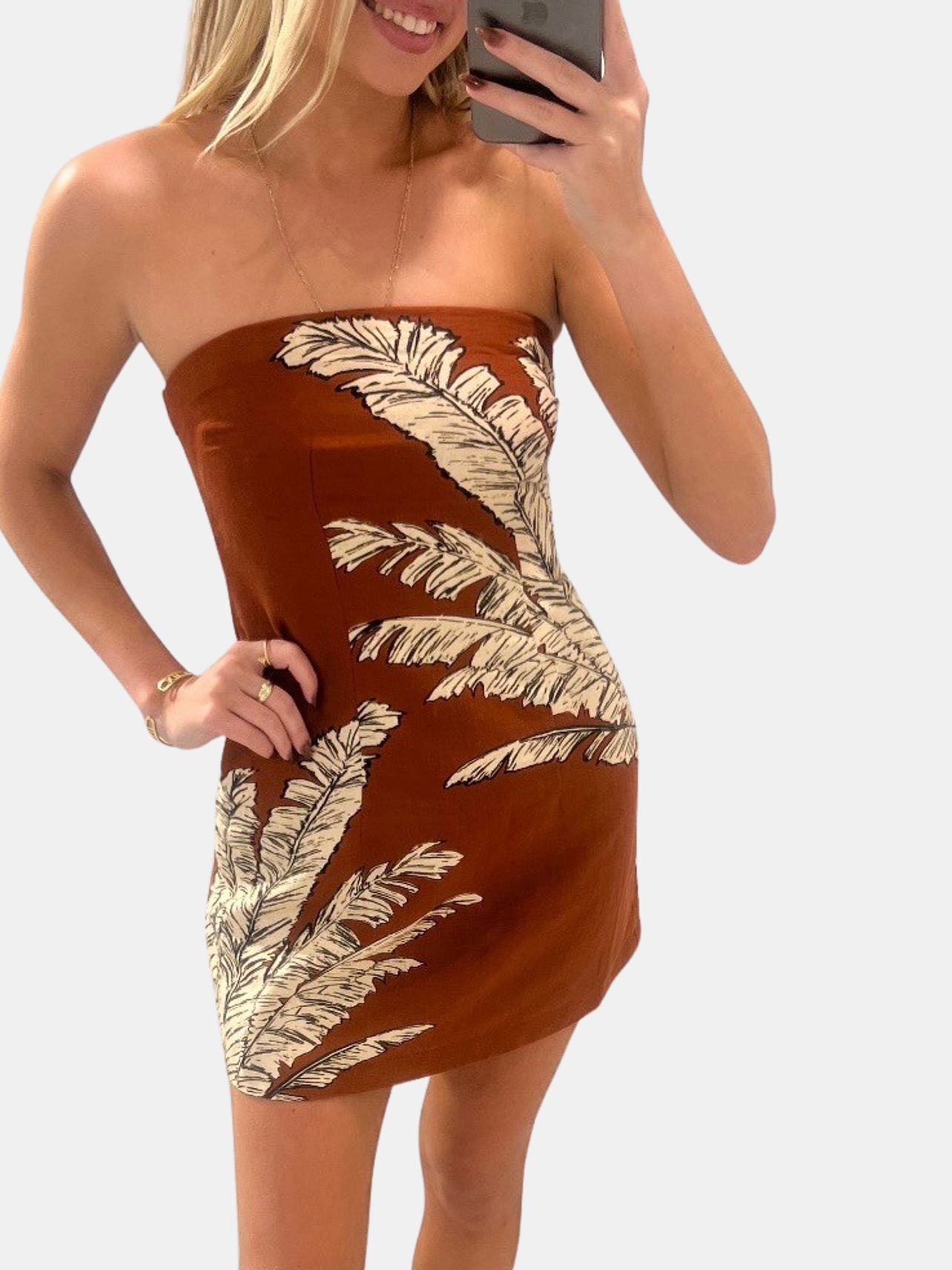 open lace back dress Orange Strapless Mini Dress - Tube Dress main image 1