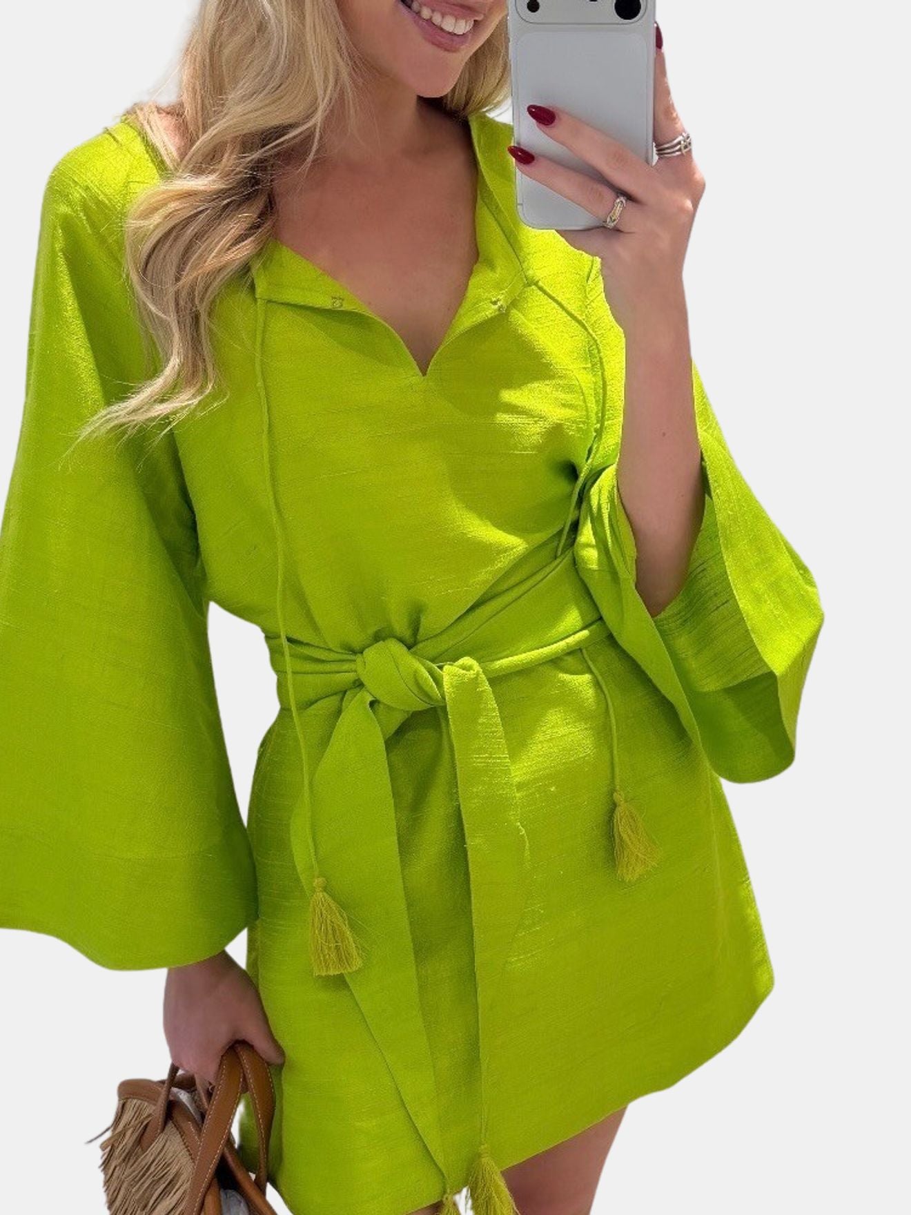 green emerald velvet dress Coniglio Palm Beach | Fran Belted Mini Dress