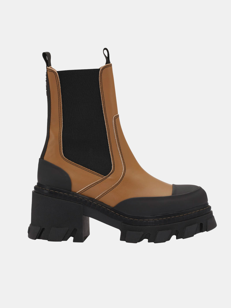 Cleated Heeled Mid Chelsea Boot