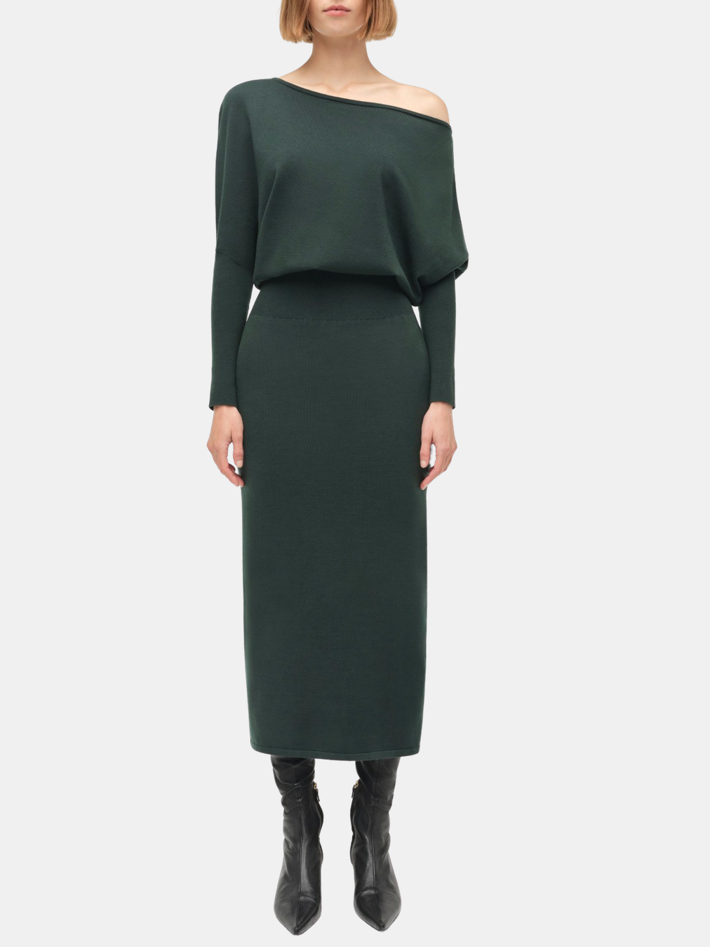 SIMKHAI - Janese Off Shoulder Midi Dress in Emerald M