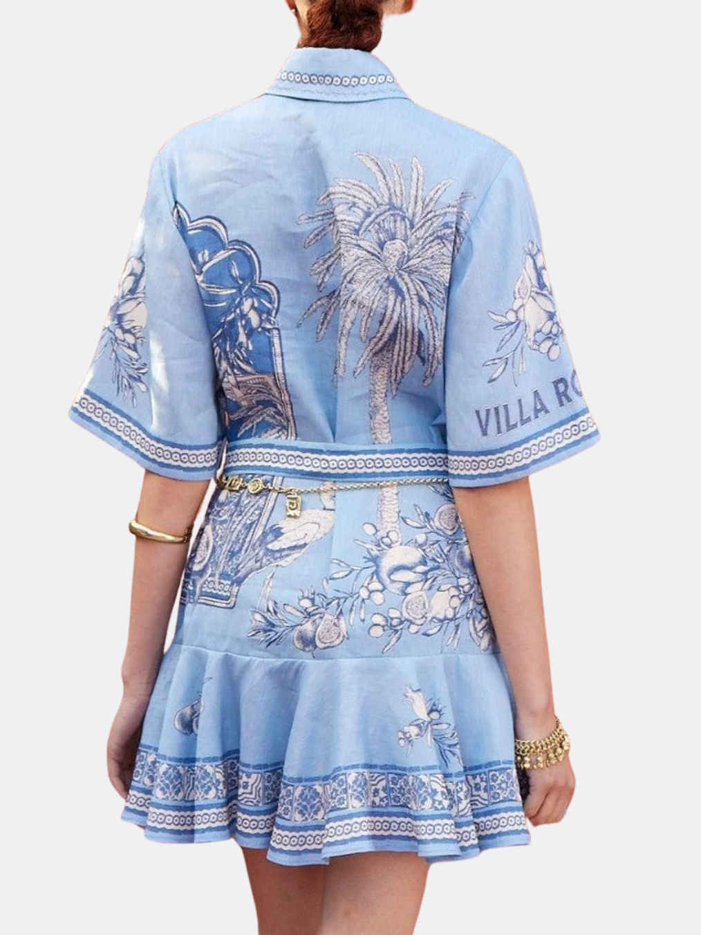 cover up mini dress O'Neill Women's Saltwater Essentials Rilee Printed Mini Cover-Up Dress in Azurine, Size XL, Viscose