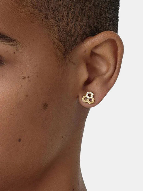 18k Honeycomb Earring