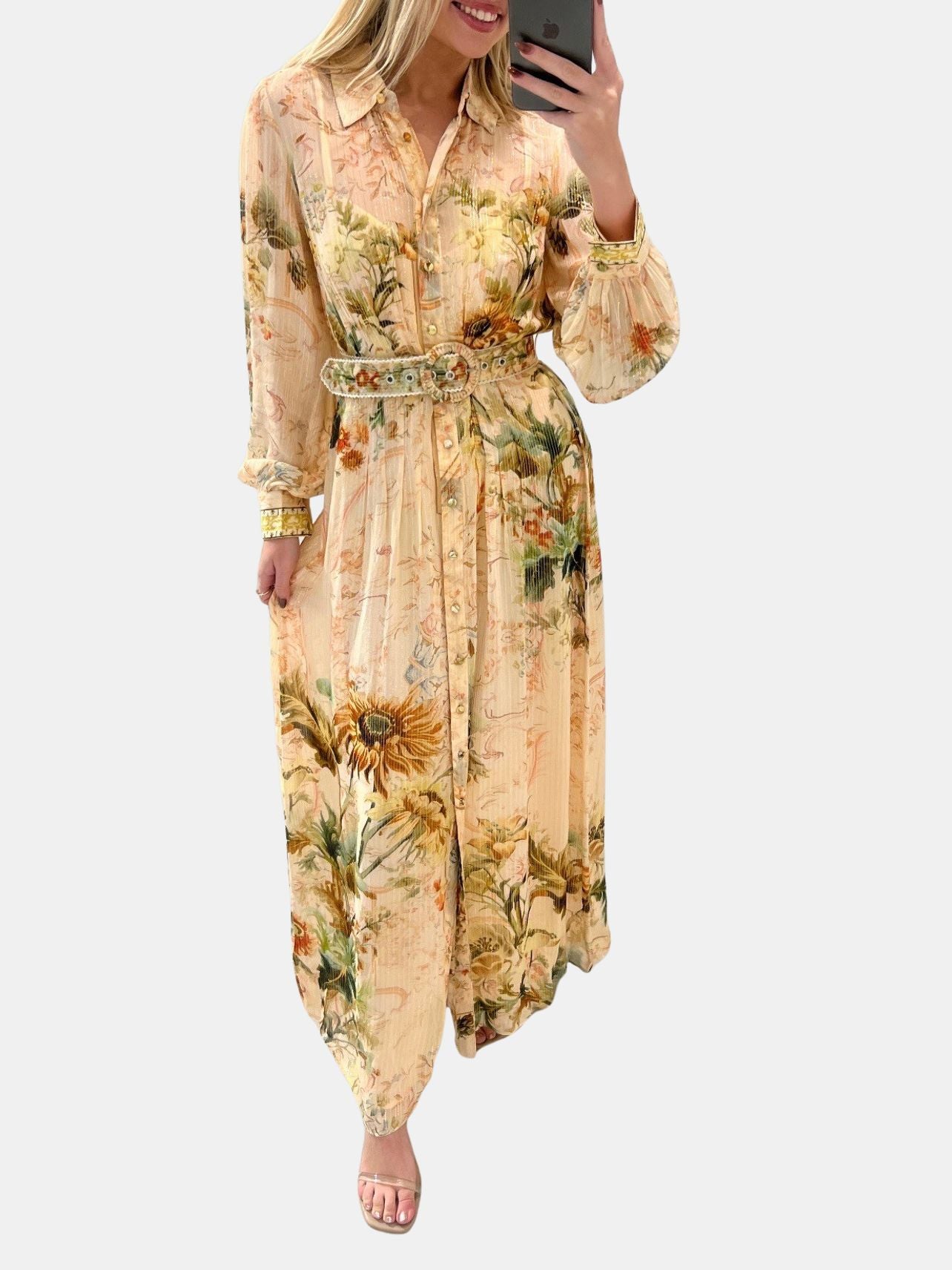 Shirt Dress With Buckle Belt