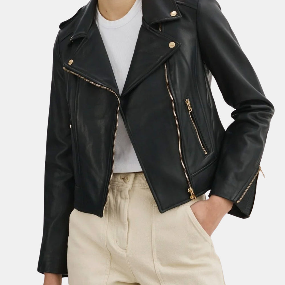 Donna Leather Biker Jacket - Morley 