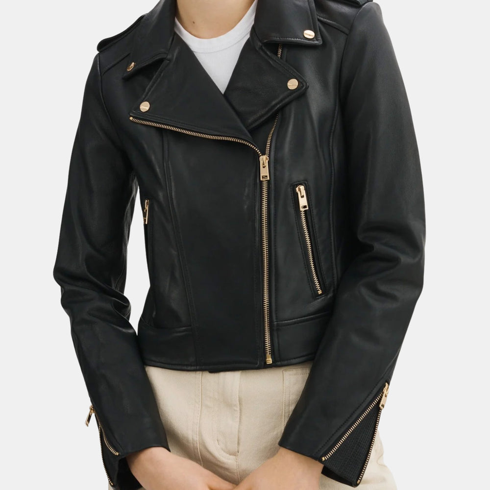 Donna Leather Biker Jacket - Morley 