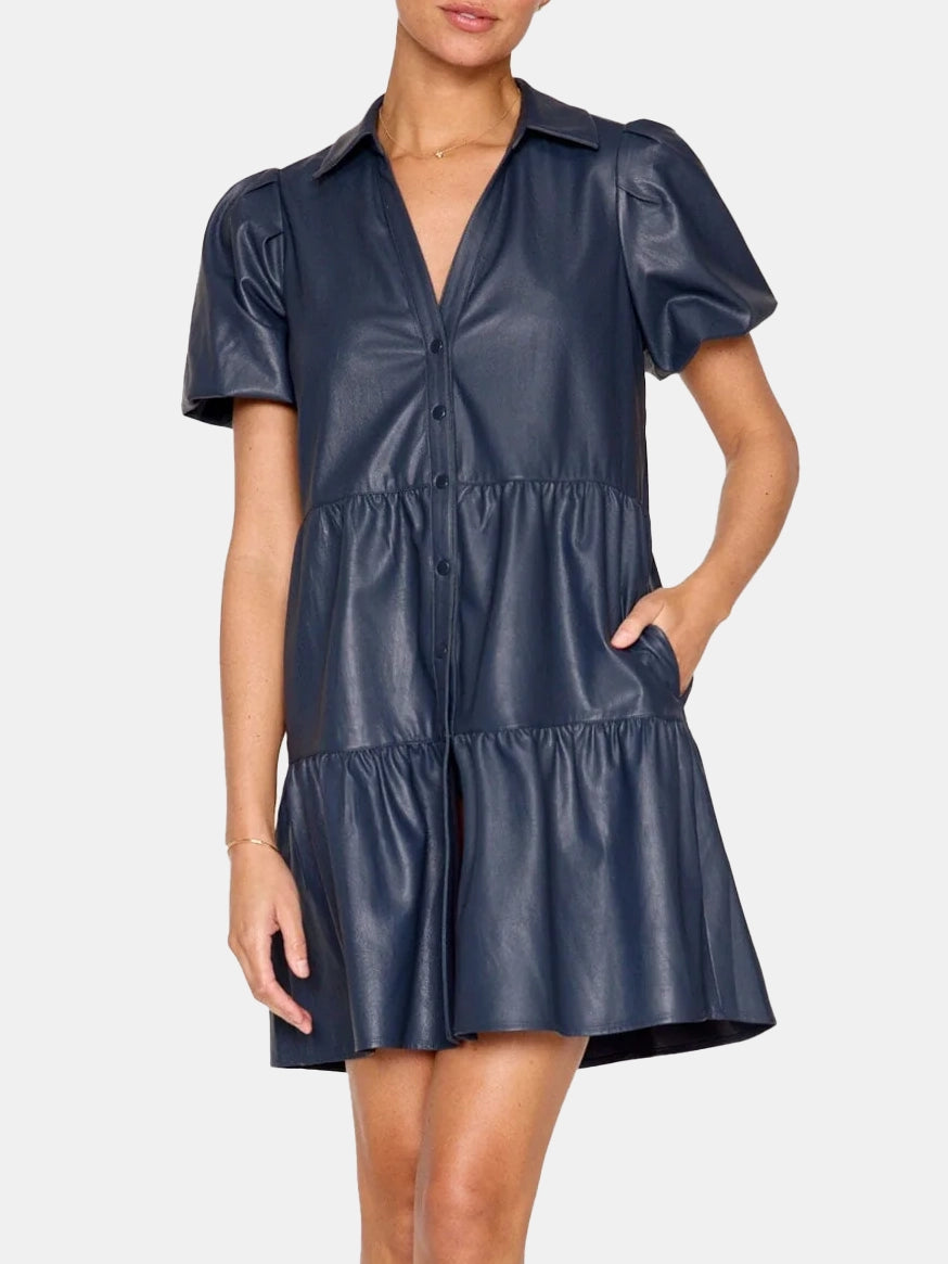 Havana Vegan Leather Mini Dres