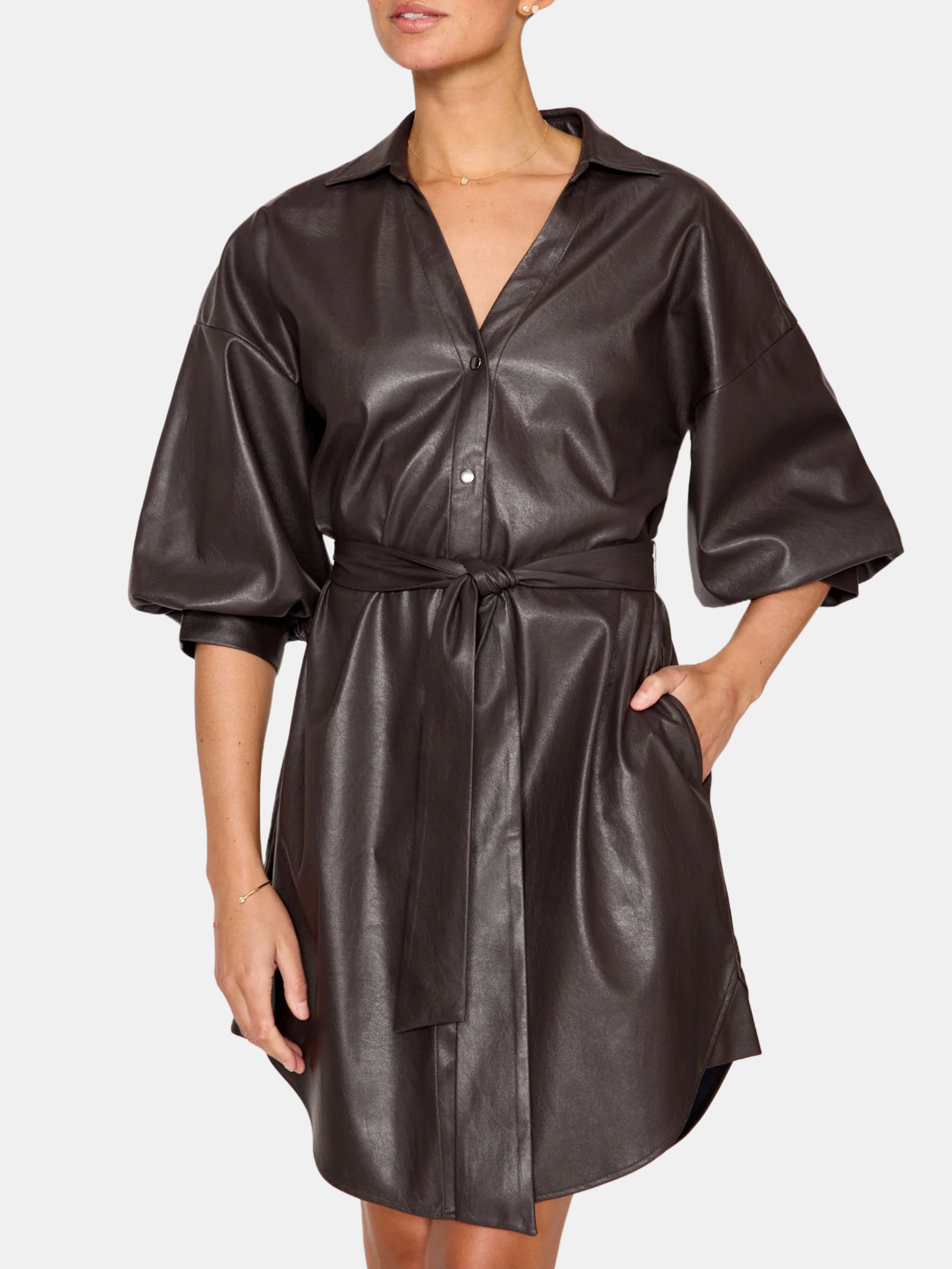 Kate Belted Vegan Leather Dress