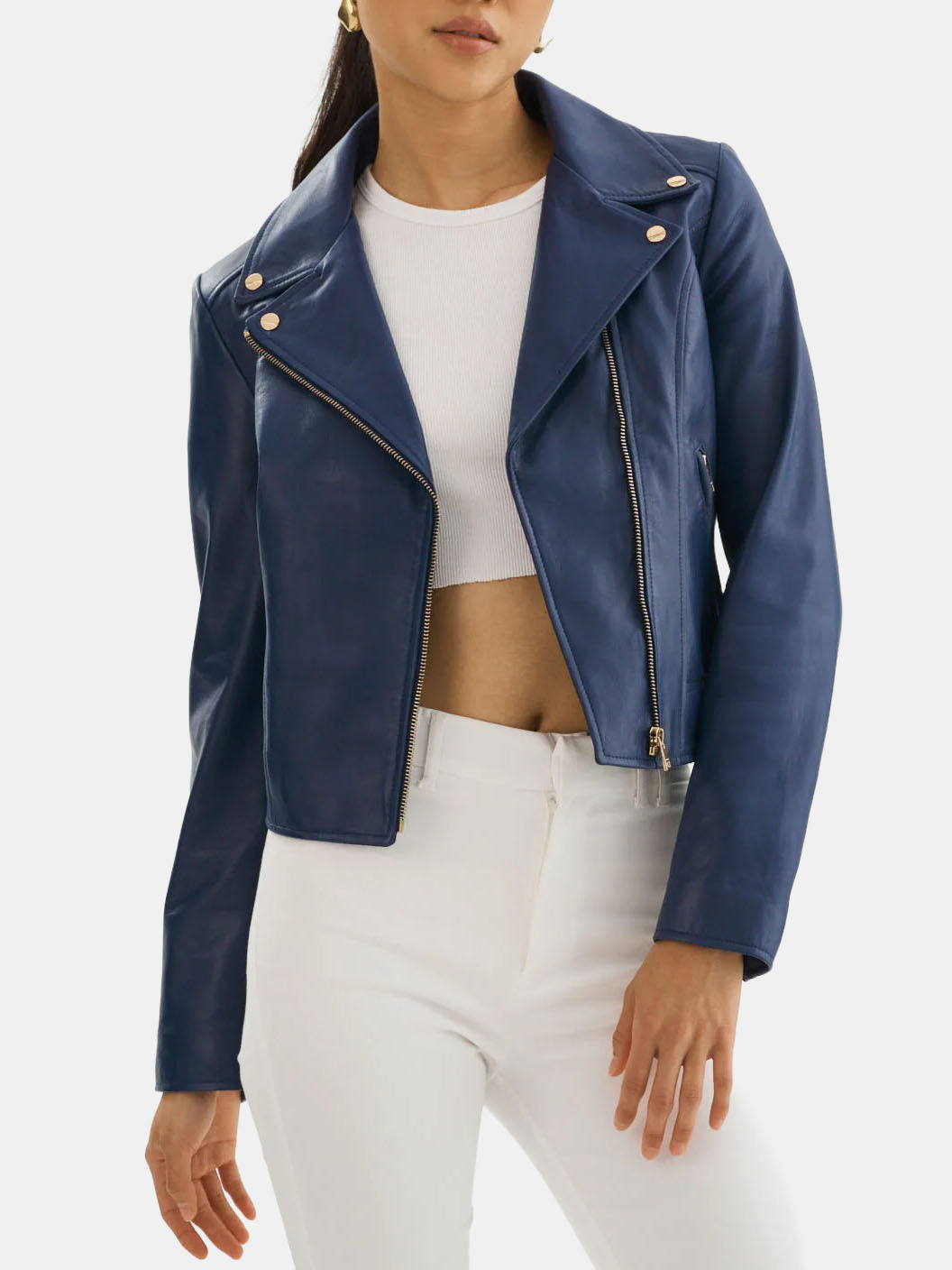 Kelsey Gold Leather Bike Jacket