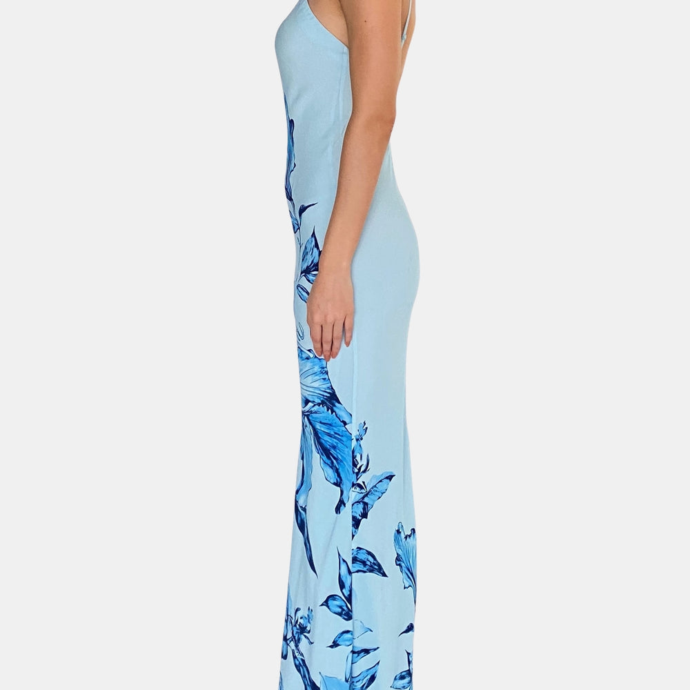BIAS HALTER MAXI DRESS BLUE / S