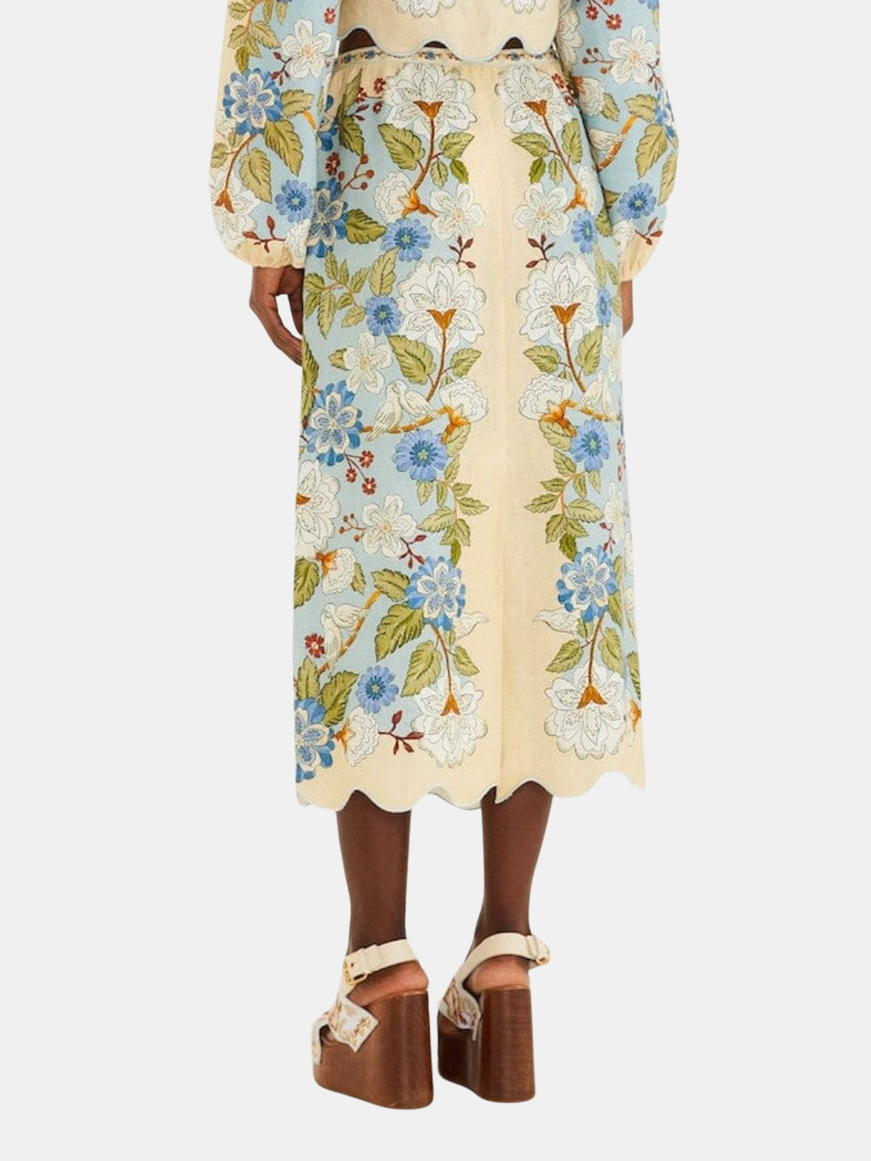 Garden Scarf Blue Midi Skirt