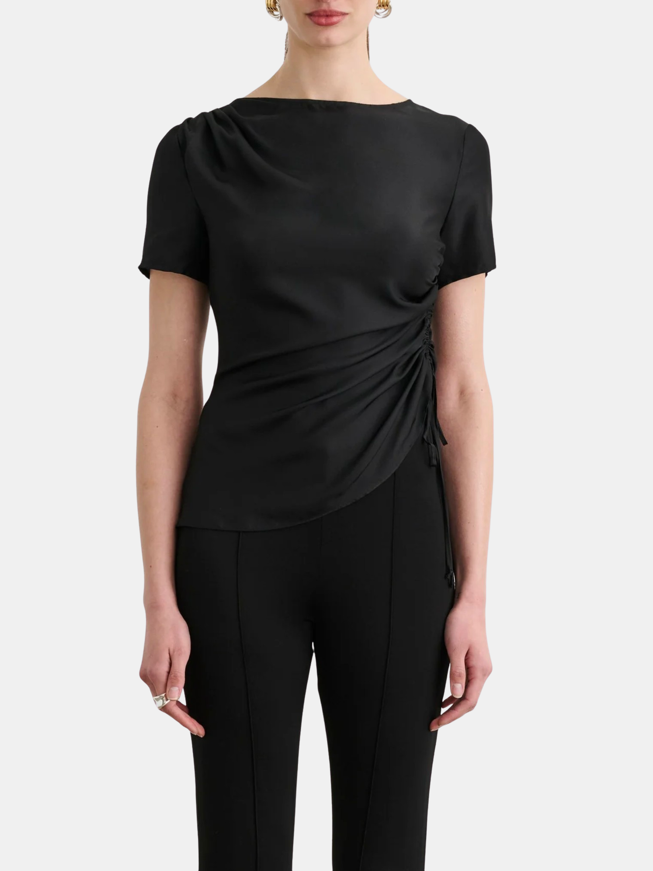 Uma Short Sleeve Top With Drawstring Detail - Morley 
