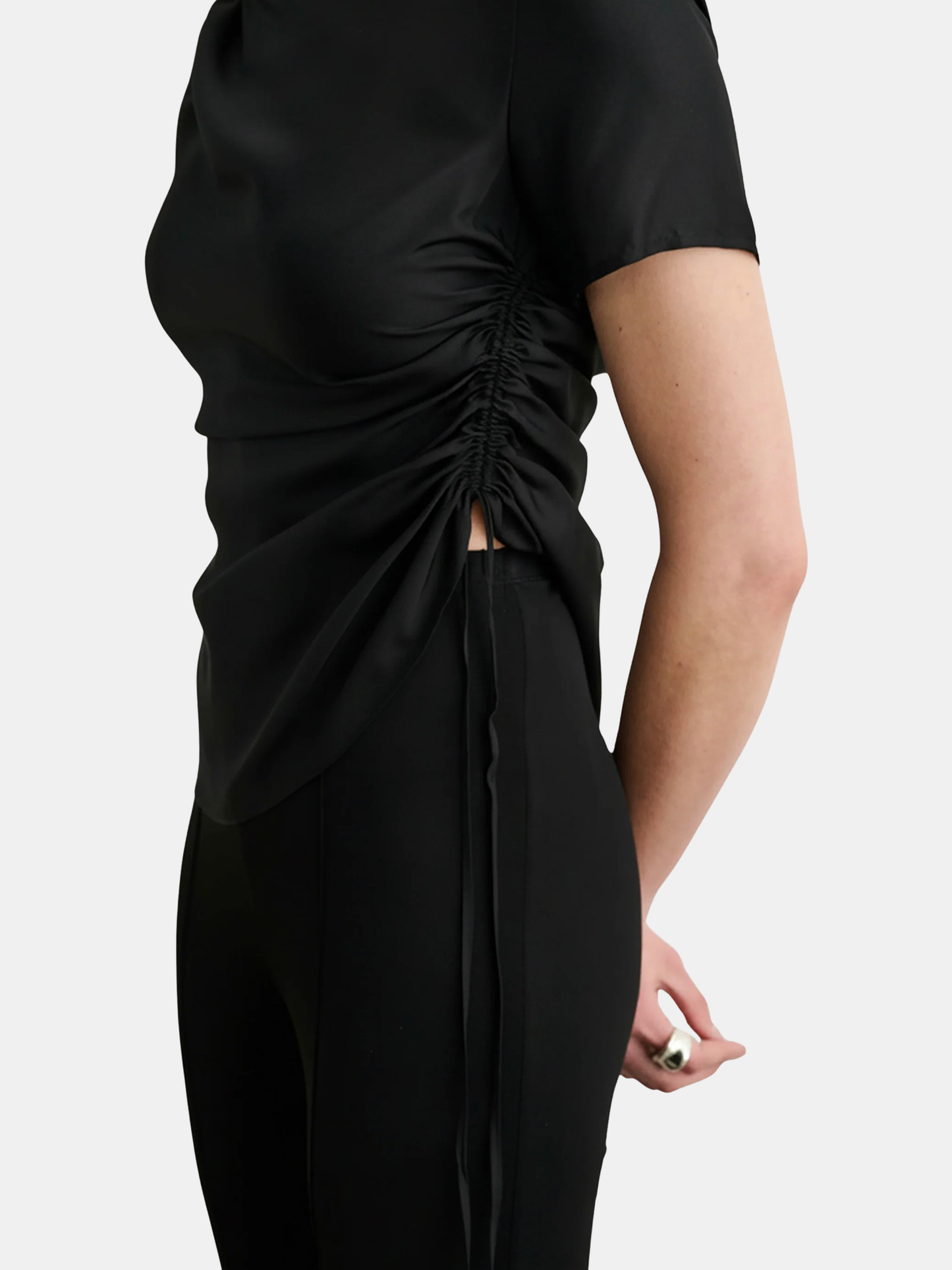 Uma Short Sleeve Top With Drawstring Detail - Morley 