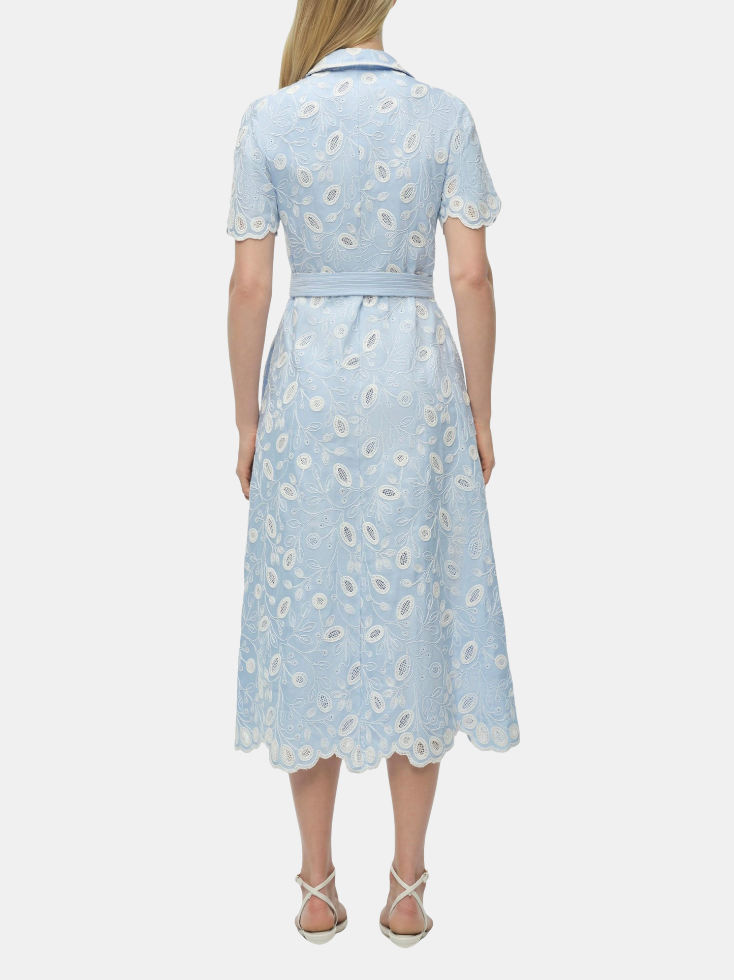 short sleeve belted midi dress Reiss