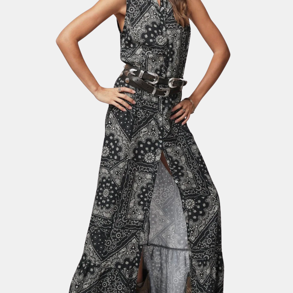 linen button down maxi dress Linen Button-Front Maxi Dress
