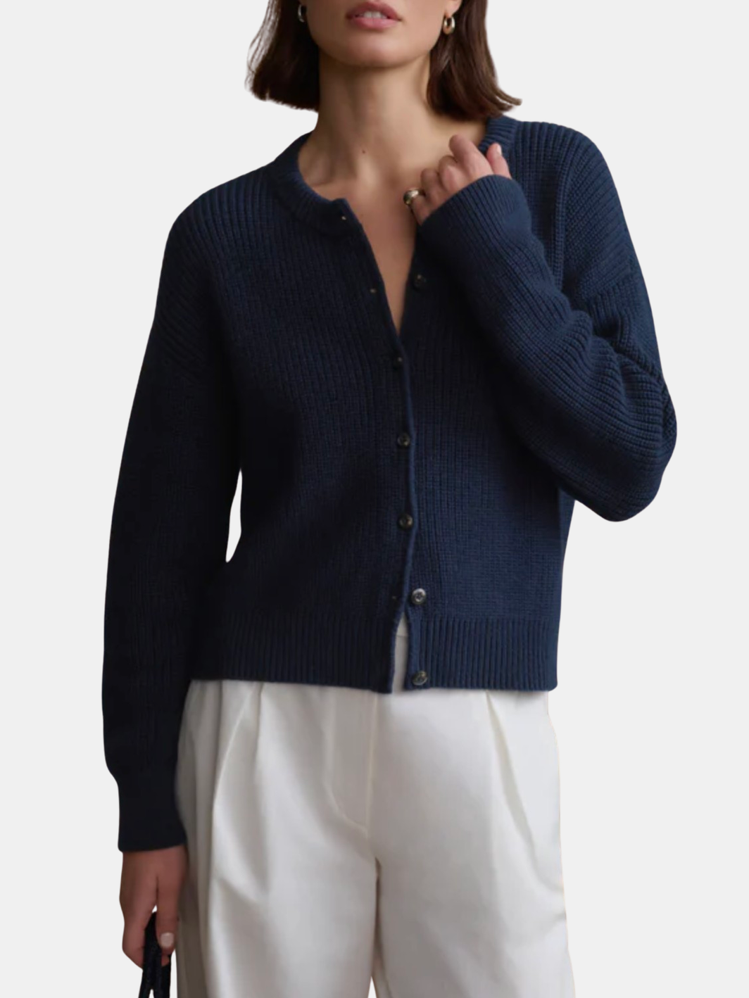 Cotton Hayes Crewneck Cardigan - Morley 