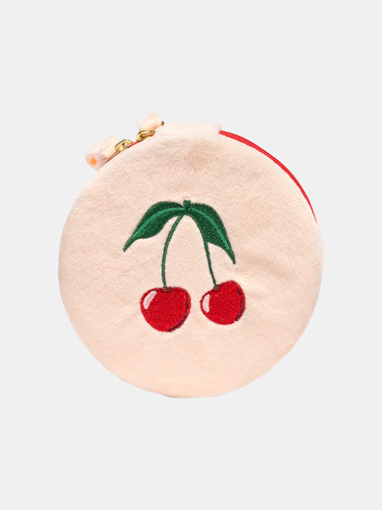 Cherries Velvet Jewelry Zip Case