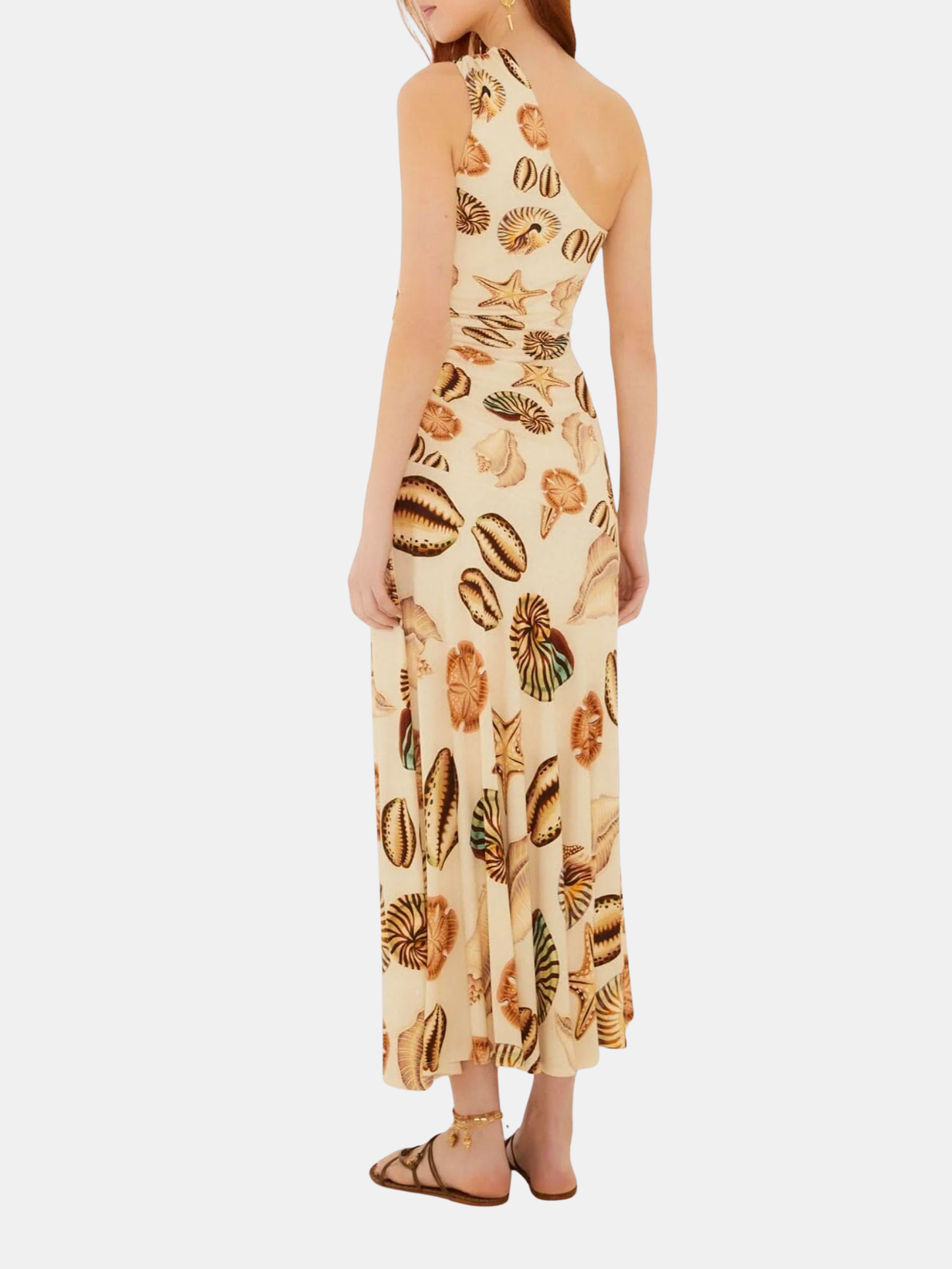 farm rio one shoulder dress Bird Leaves Sand Maxi The one Farm Rio + Crazy Mix