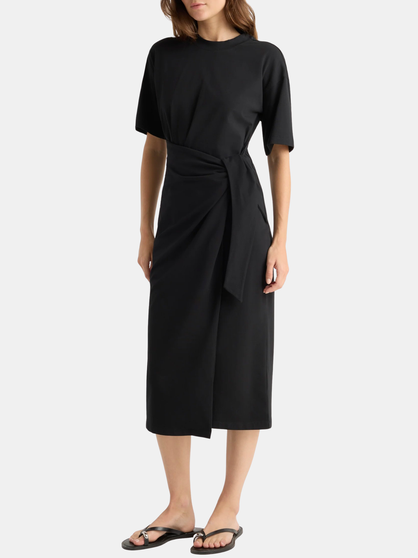 Modern Citizen Women's Noa Organic Cotton T-Shirt Wrap Dress - Black