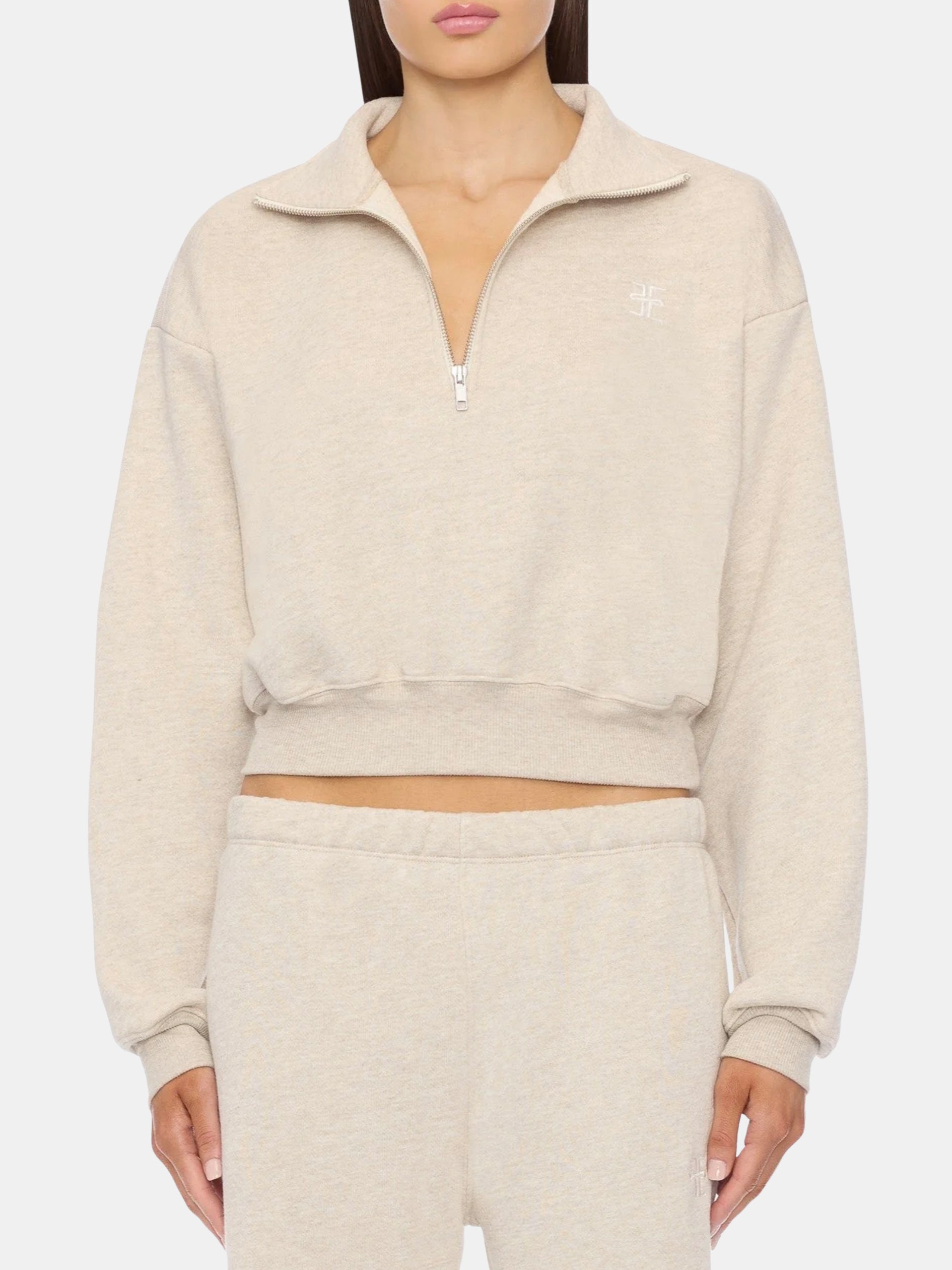 Cropped Half-Zip Sweatshirt