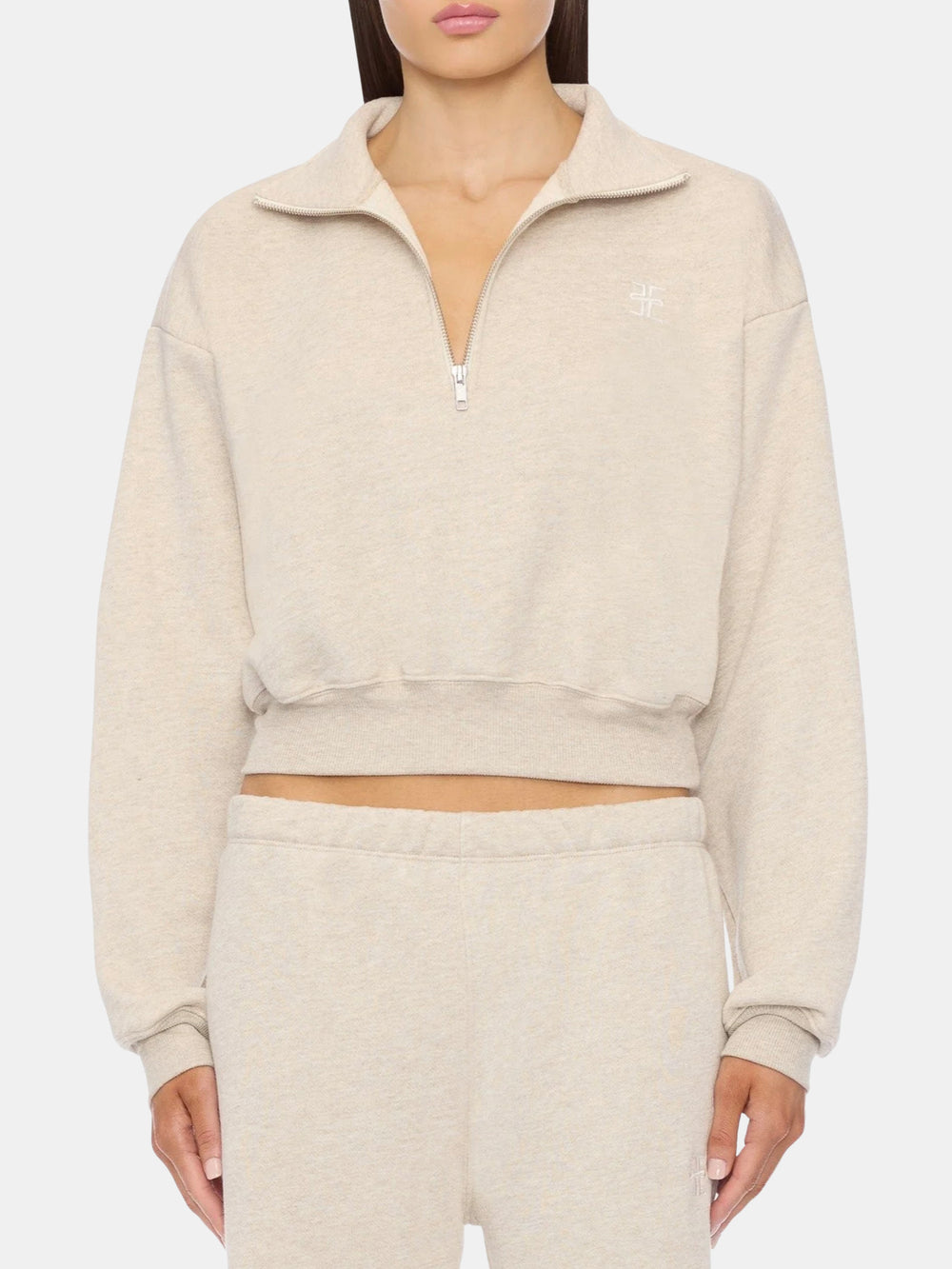 Cropped Half-Zip Sweatshirt