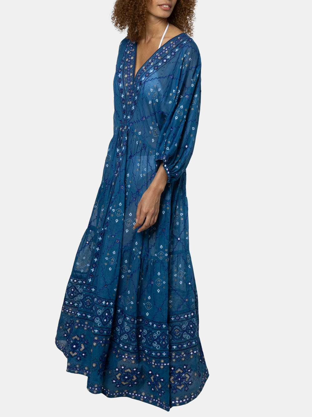 V-neck Loose Maxi Dress Mosaic