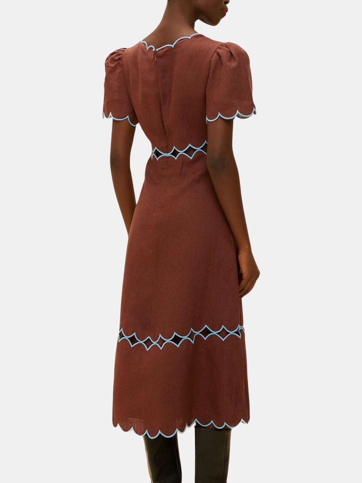 Brown Short Sleeve Maxi Dress