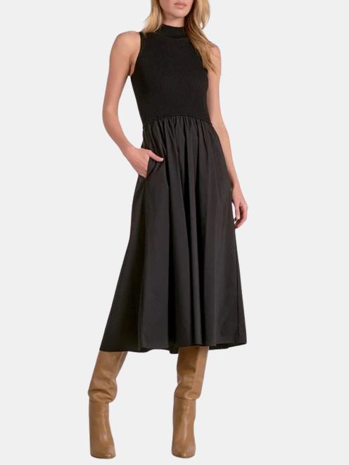 High Neck Midi Dress