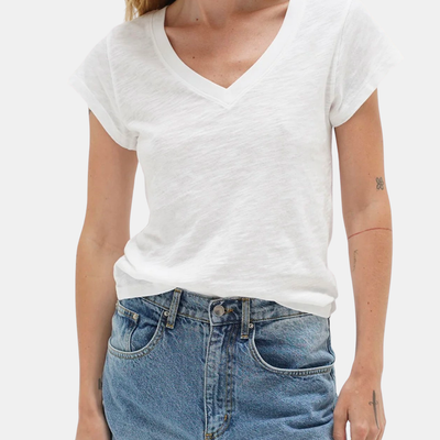 Fitted Deep V Cotton Tee