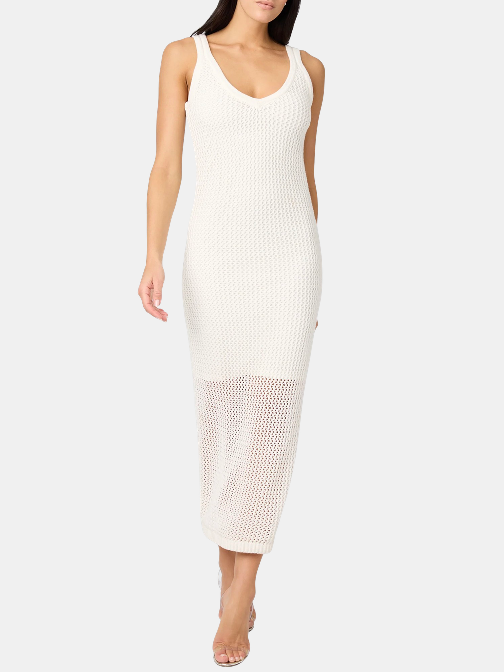 Kayla Crochet Midi Dress – Stylish & Versatile Sleeveless Look XS / Optic