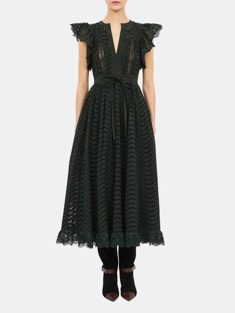 Olga Flutter Sleeve Midi Dress