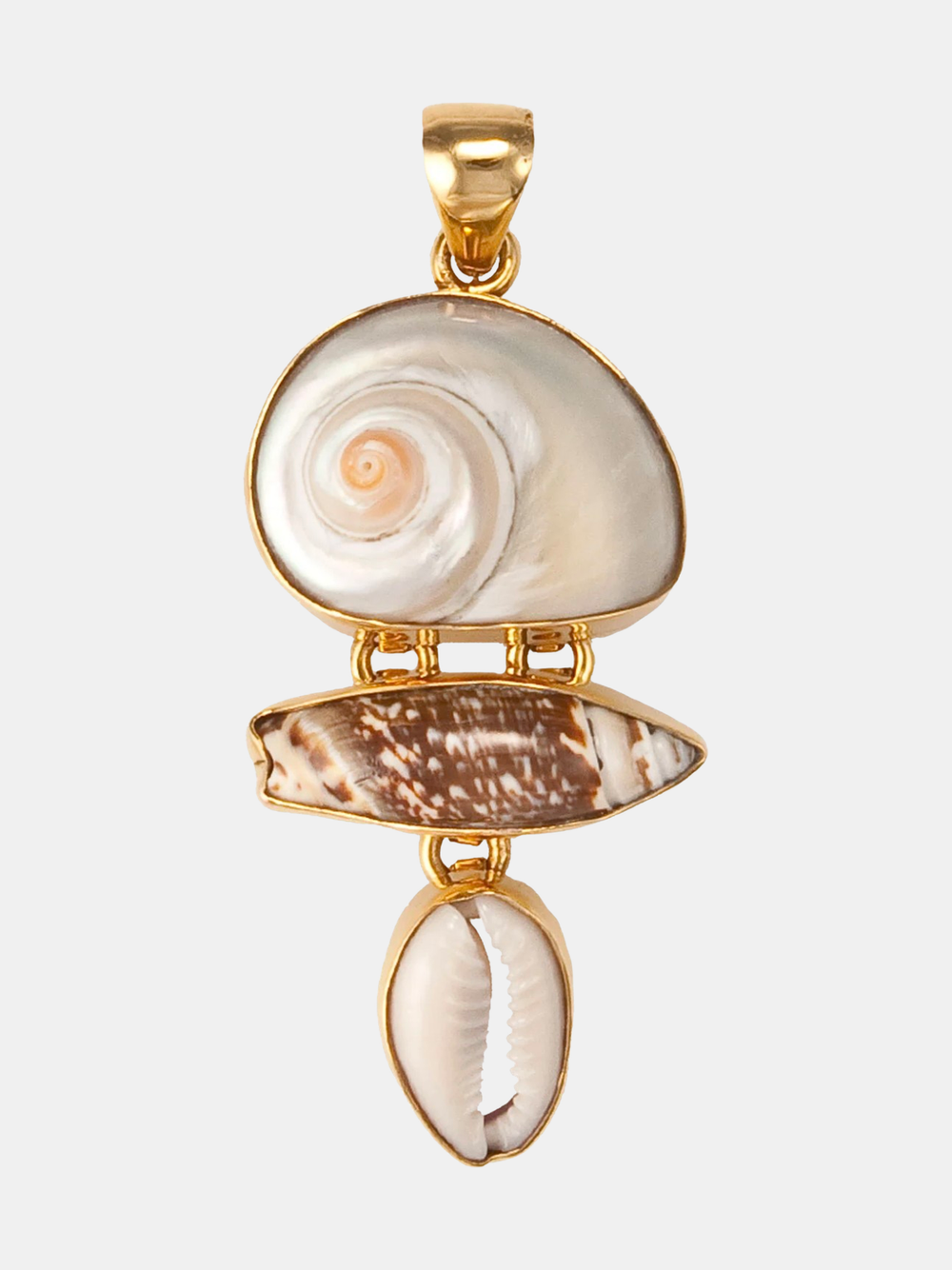 Alchemia Cinnerus, Olive & Cowry Shell Pendant