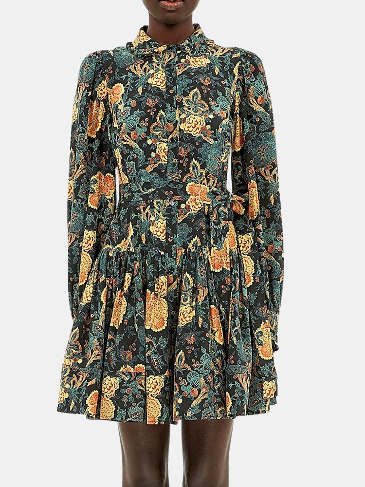 Simona Silk Long Sleeve Mini Dress