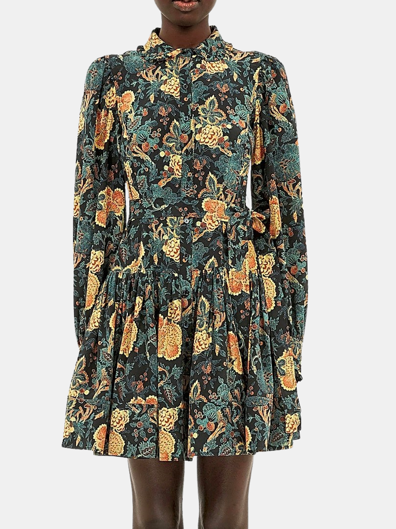 Simona Silk Long Sleeve Mini Dress