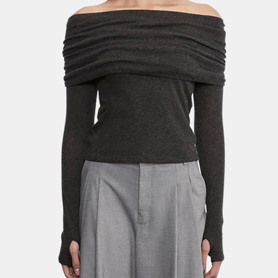 Cashmere Long Sleeve Off The Shoulder Top