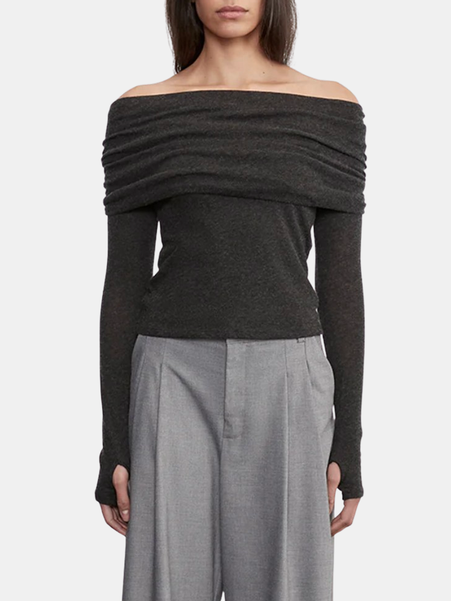 Cashmere Long Sleeve Off The Shoulder Top