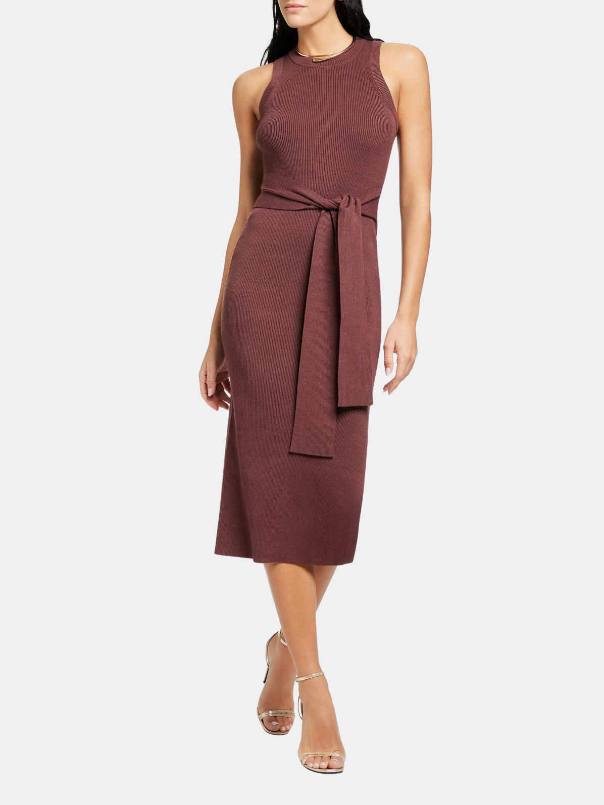 PIPER SLEEVELESS TIE-FRONT MIDI DRESS Deep Spice / XS PIPER SLEEVELESS TIE-FRONT MIDI DRESS Deep Spice / XS