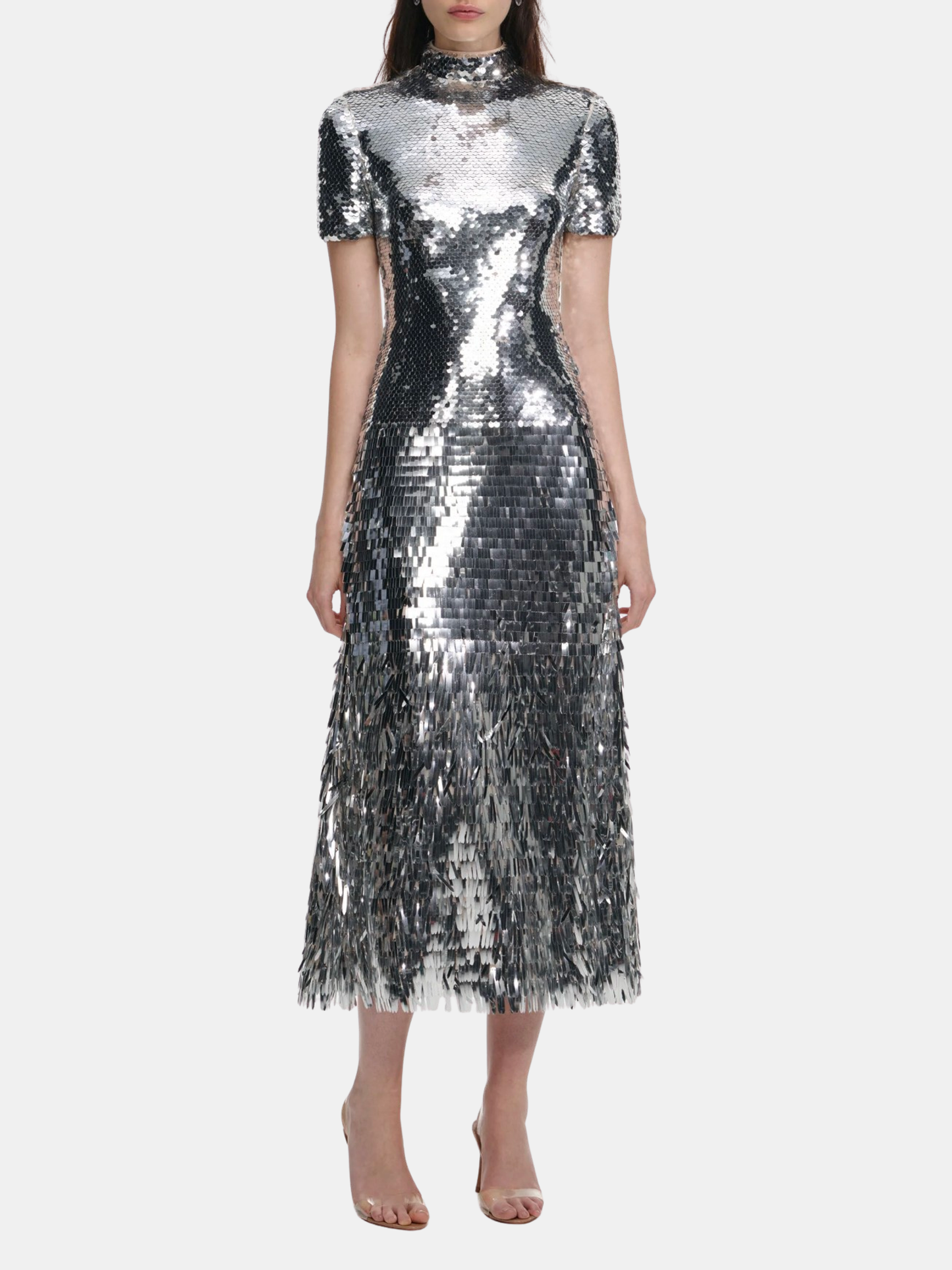 Silver Gradient Sequin Midi Dress