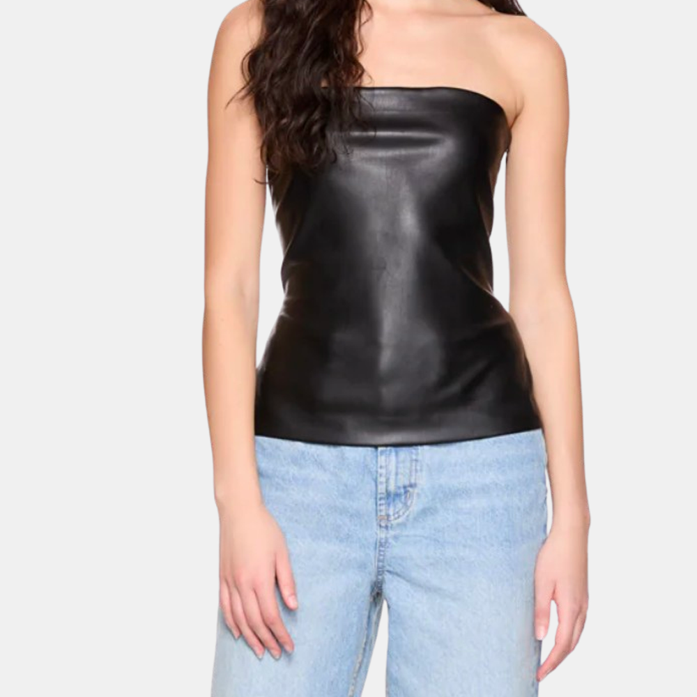 Faux Leather Tube Top