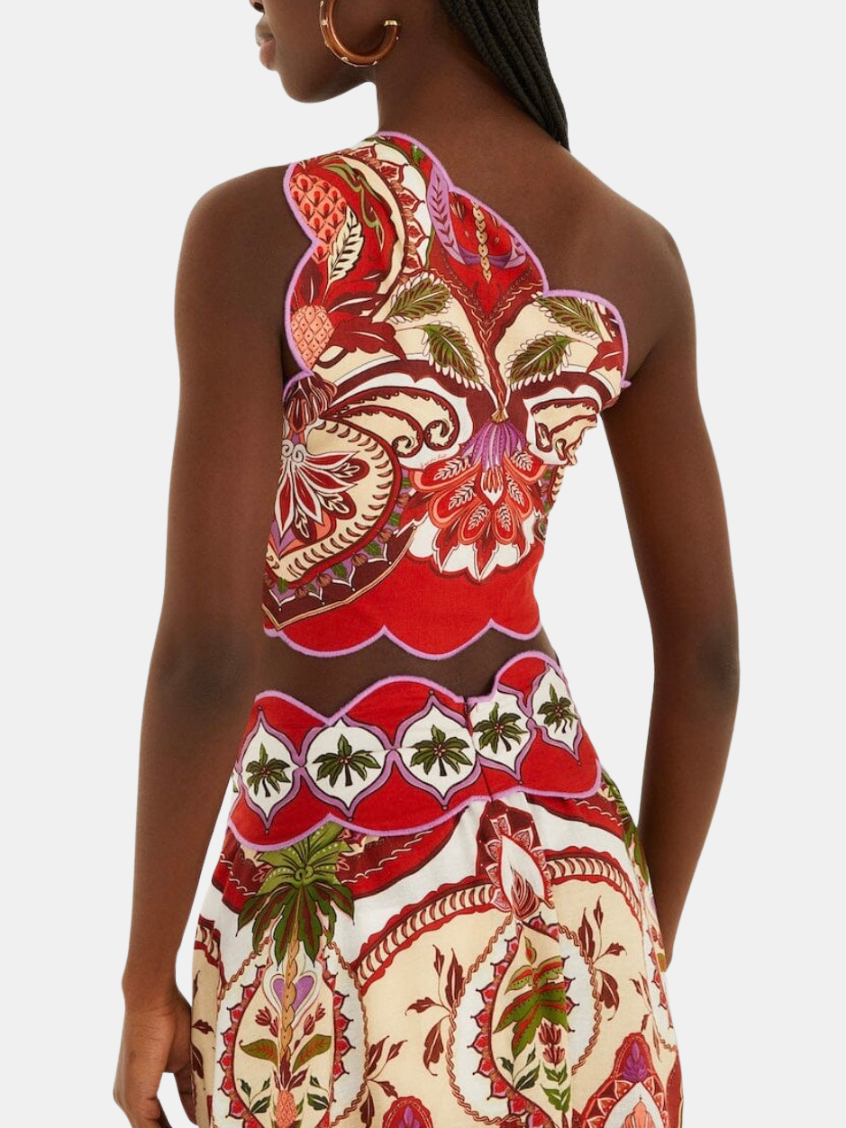 Odara Red One Shoulder Scallop