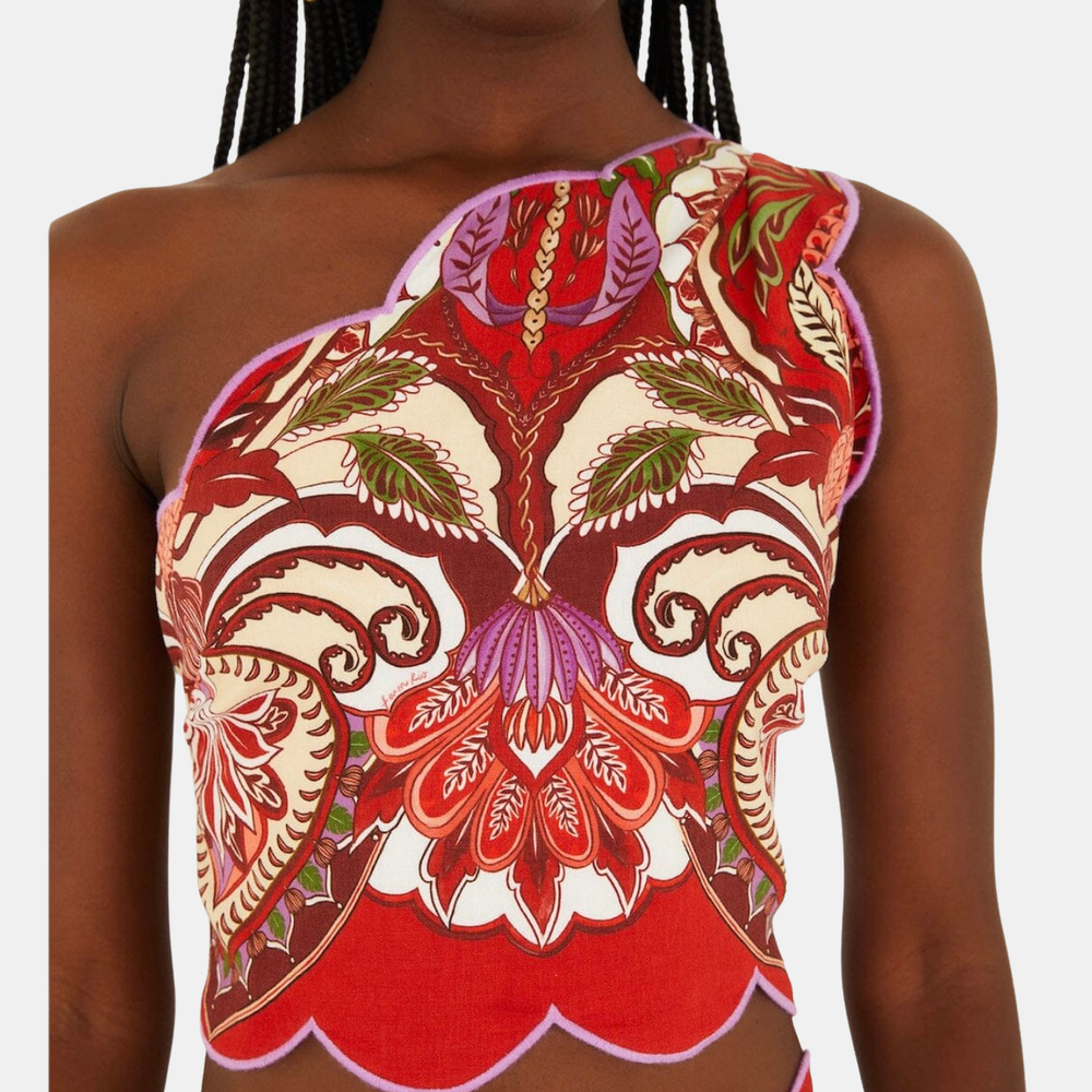 Odara Red One Shoulder Scallop