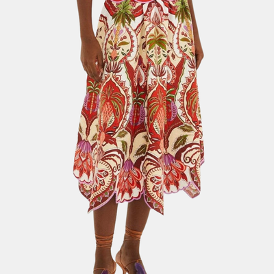 Odara Red Scallops Midi Skirt