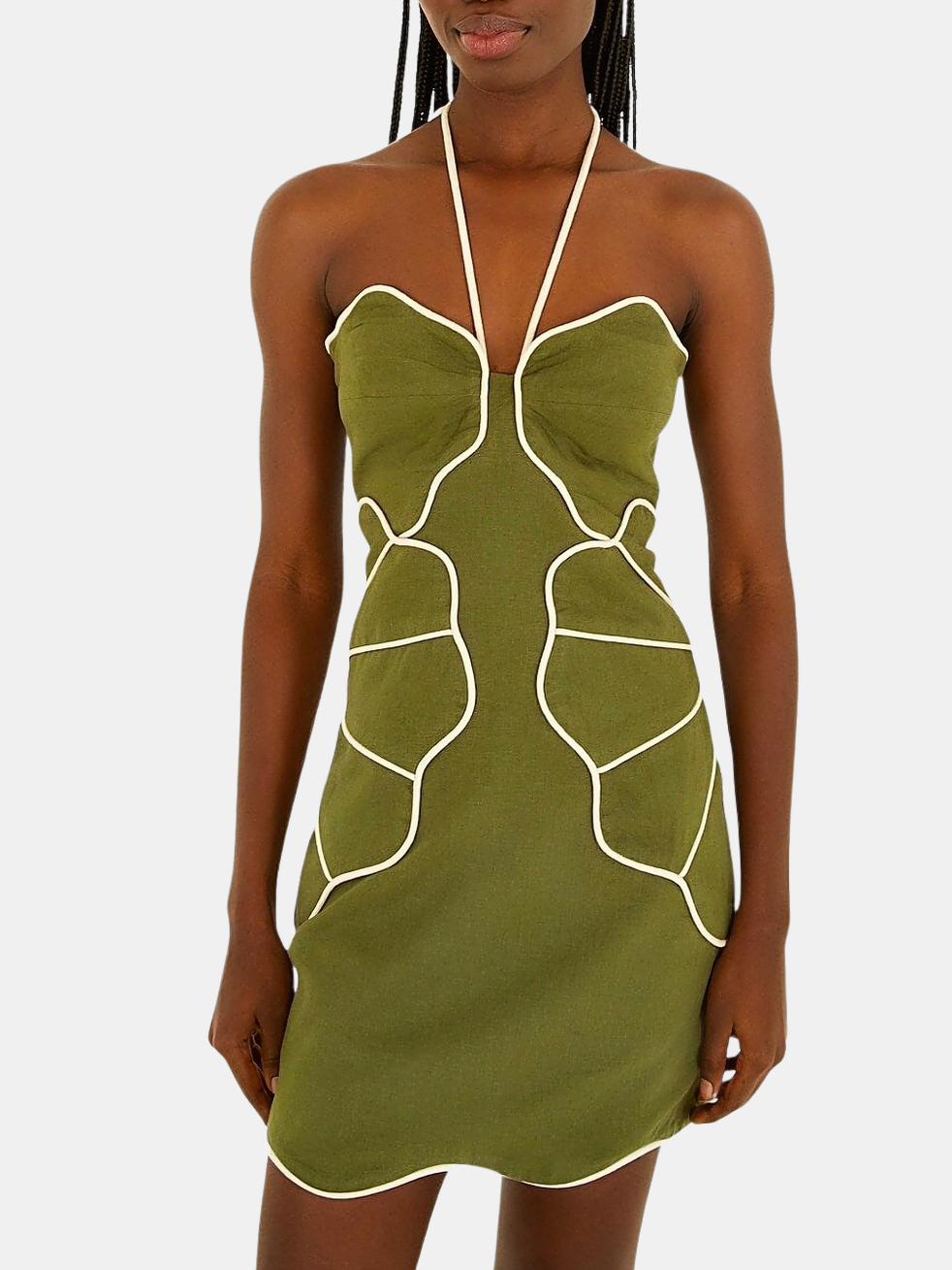 Green Wavy Cutouts Mini Dress