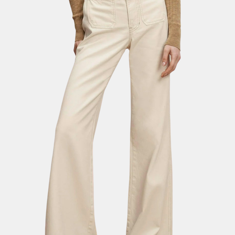 Kasey Mid Rise Patch-Pocket Wide Leg Jean