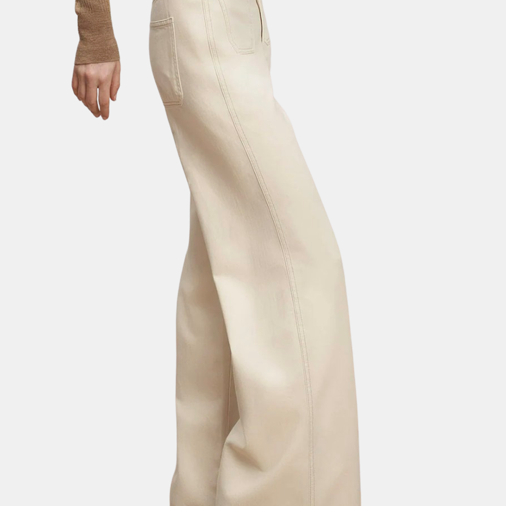 Kasey Mid Rise Patch-Pocket Wide Leg Jean