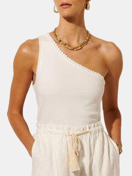 Tallulah One Shoulder Rib Tank - Morley 