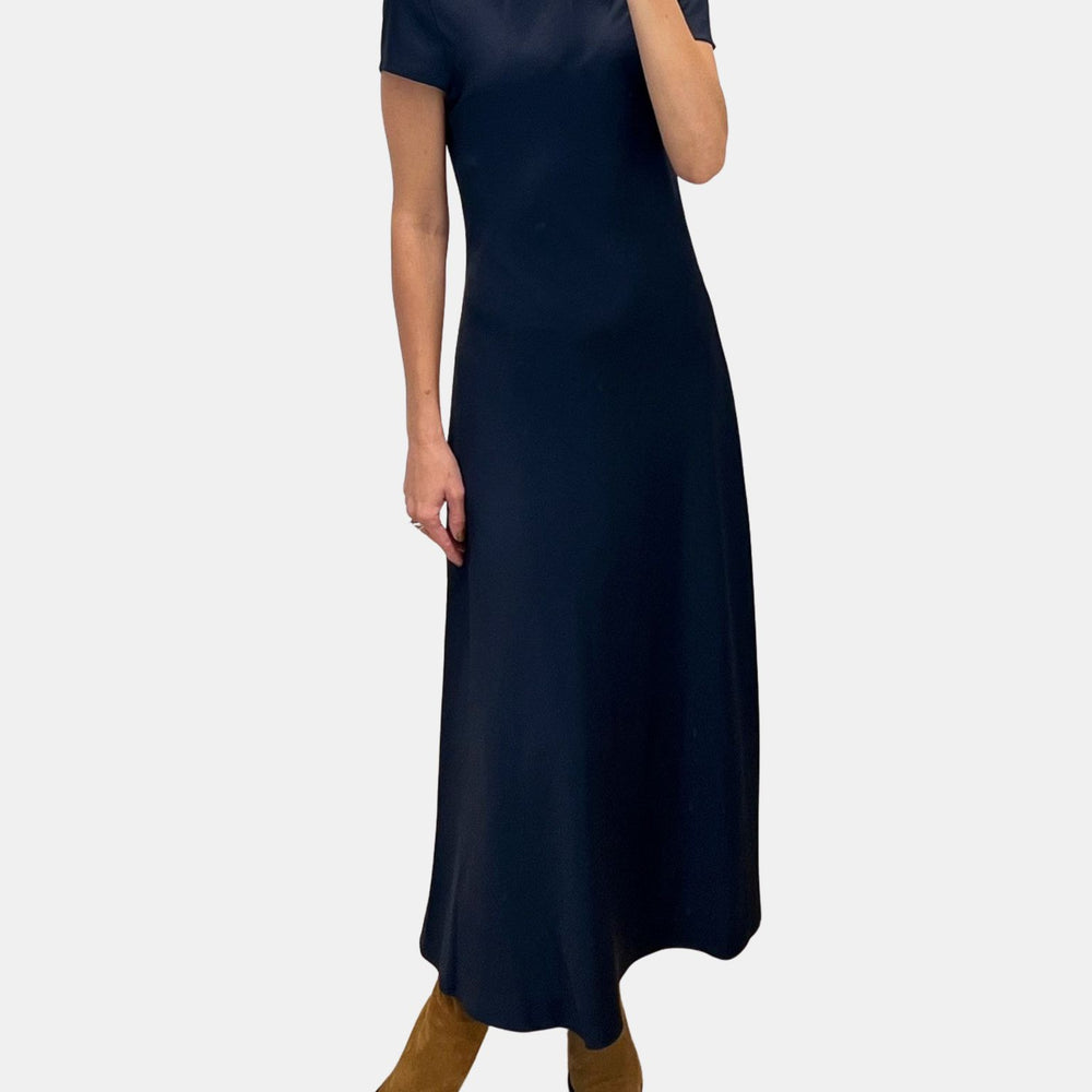 Luciana Short Sleeve Bias Silk Dress