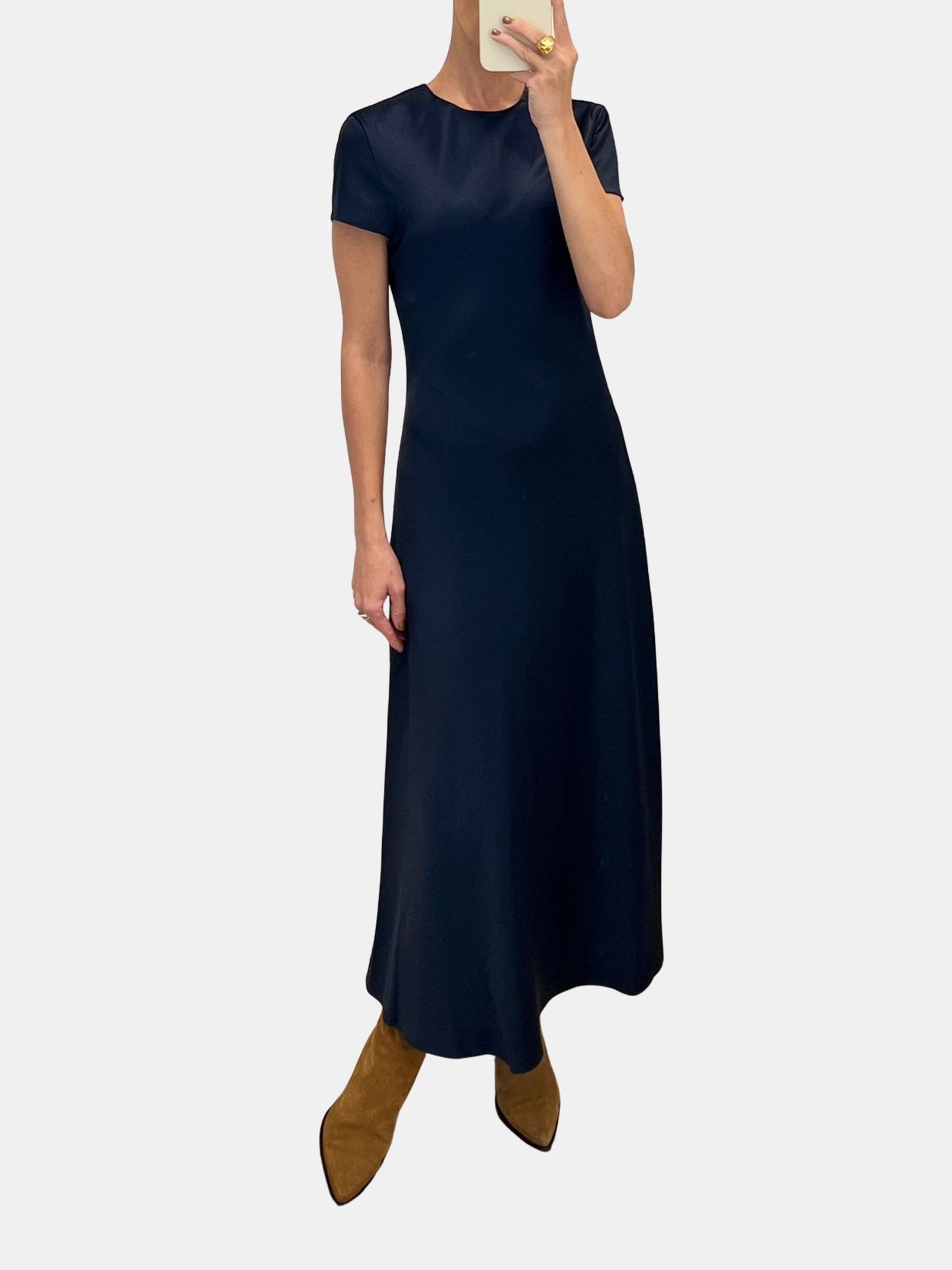 Luciana Short Sleeve Bias Silk Dress