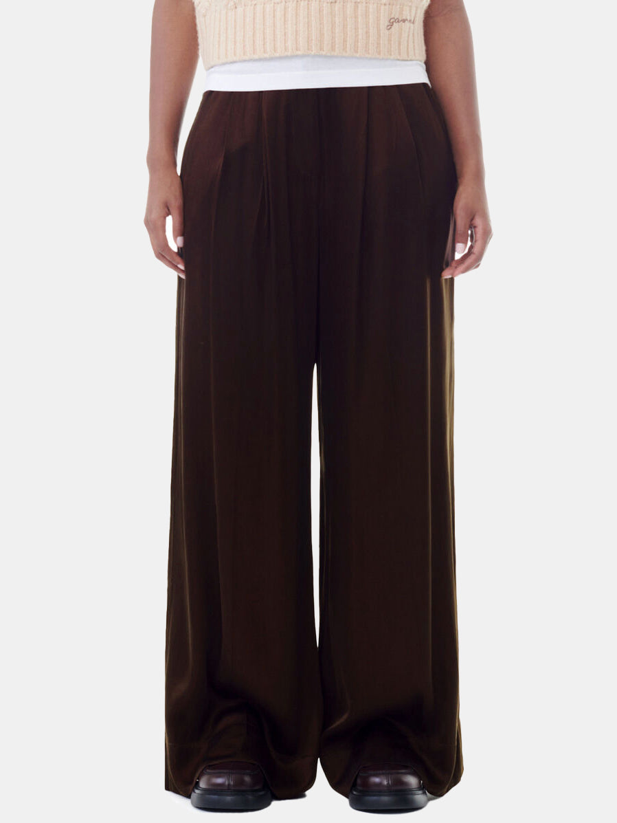 Washed Satin High Waist Flared Pant