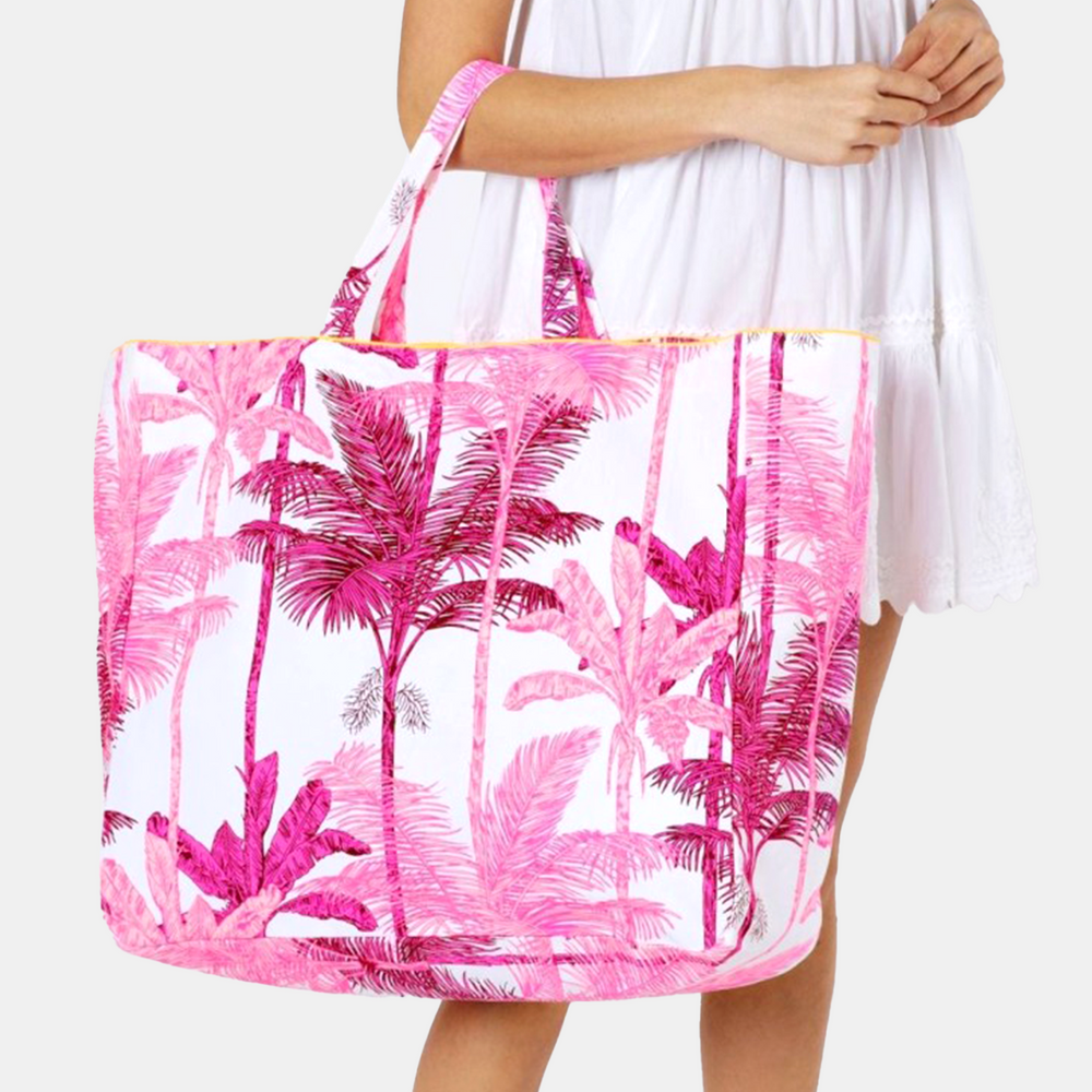 Palm Print Oversized Beach Tote