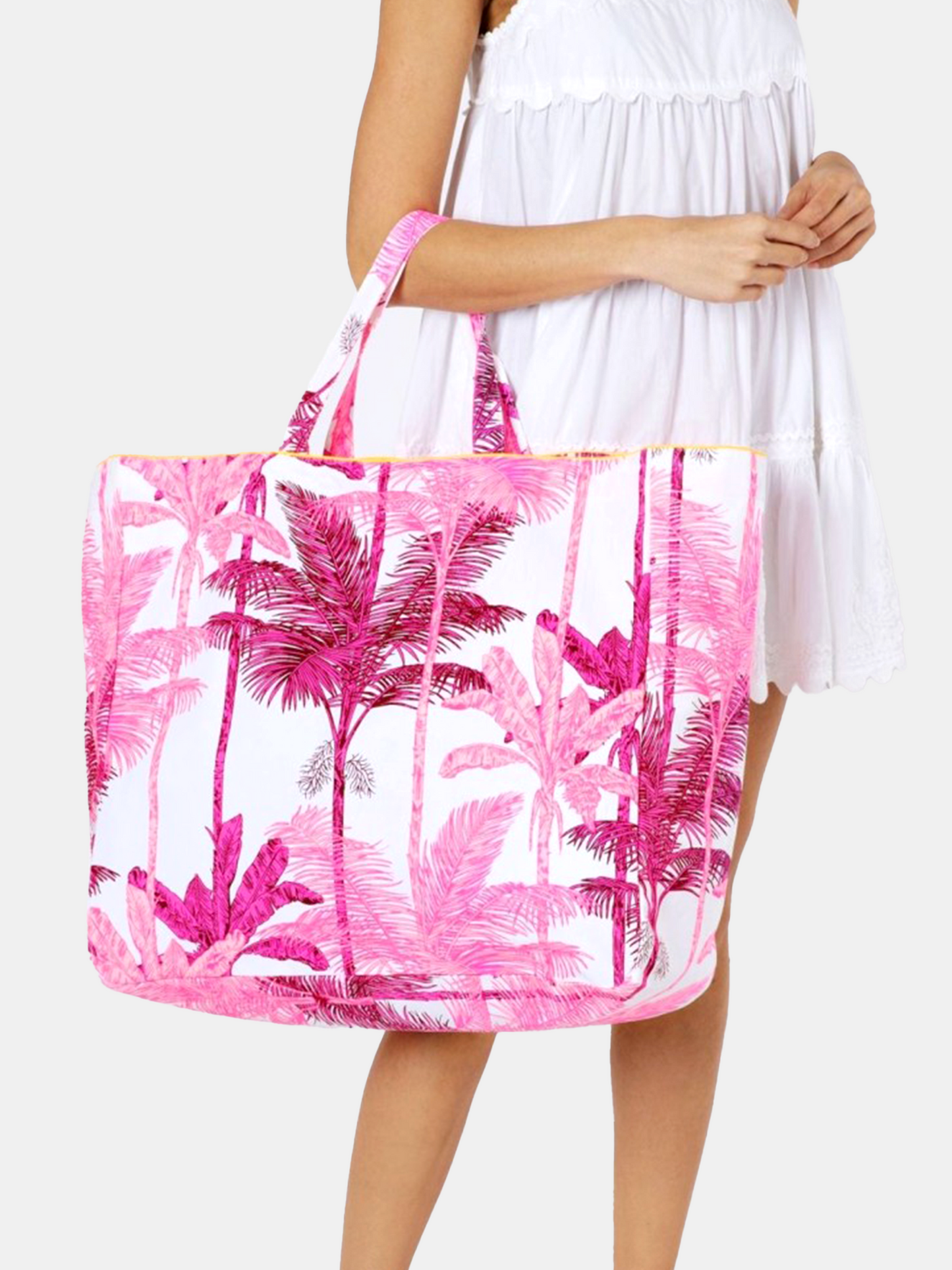 Palm Print Oversized Beach Tote